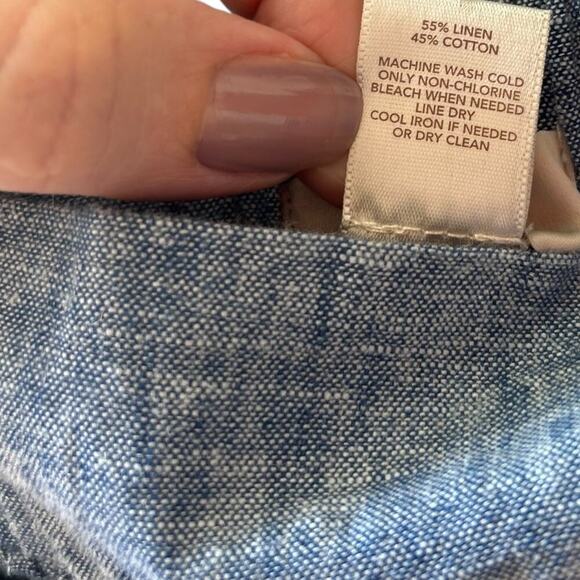 NWT LOFT Chambray Linen Blend Skirt Size Large with Pockets Elastic Waist - Picture 6 of 6